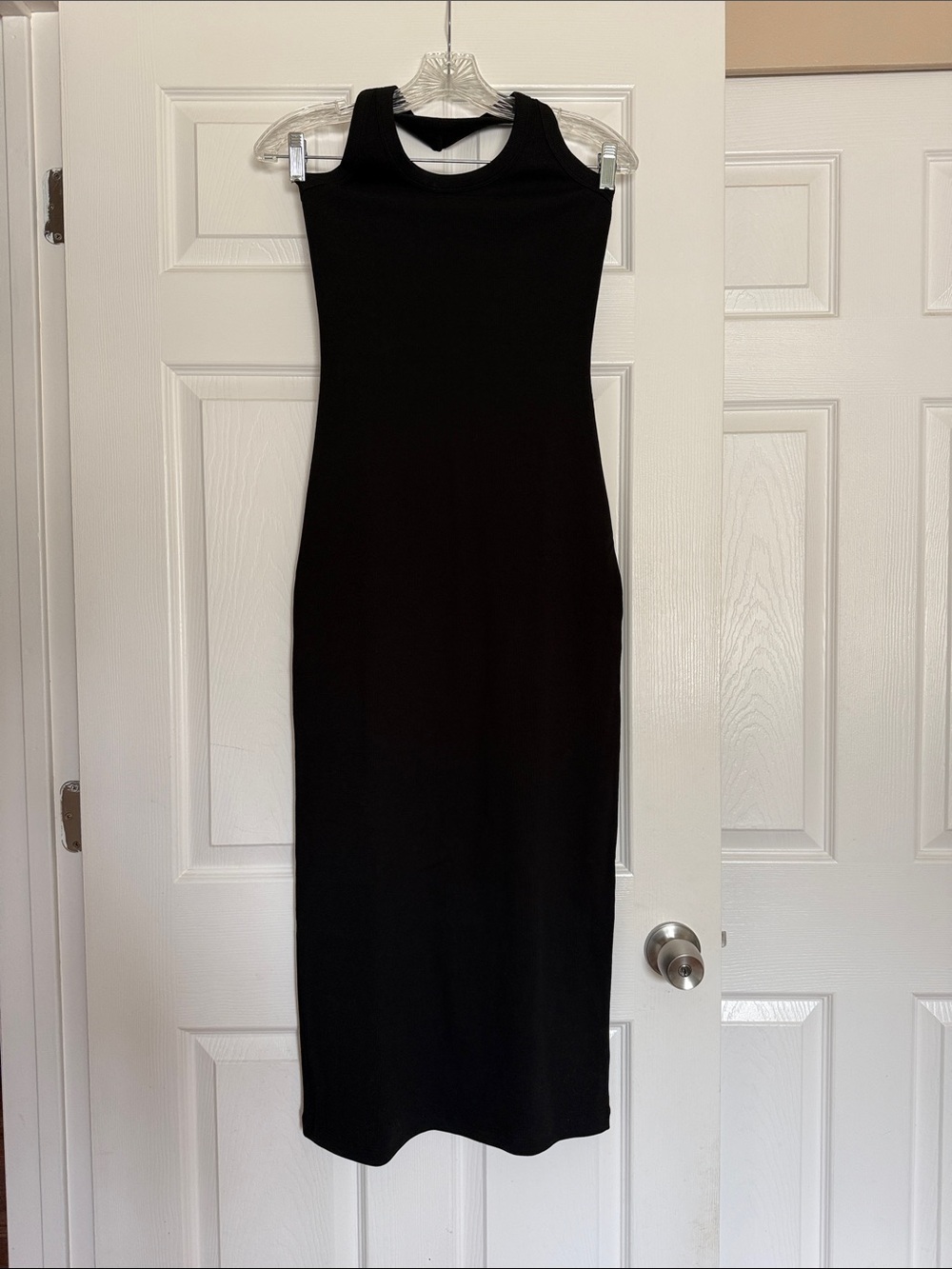 ME + EM Black Cotton Ribbed Halter Maxi Dress 2